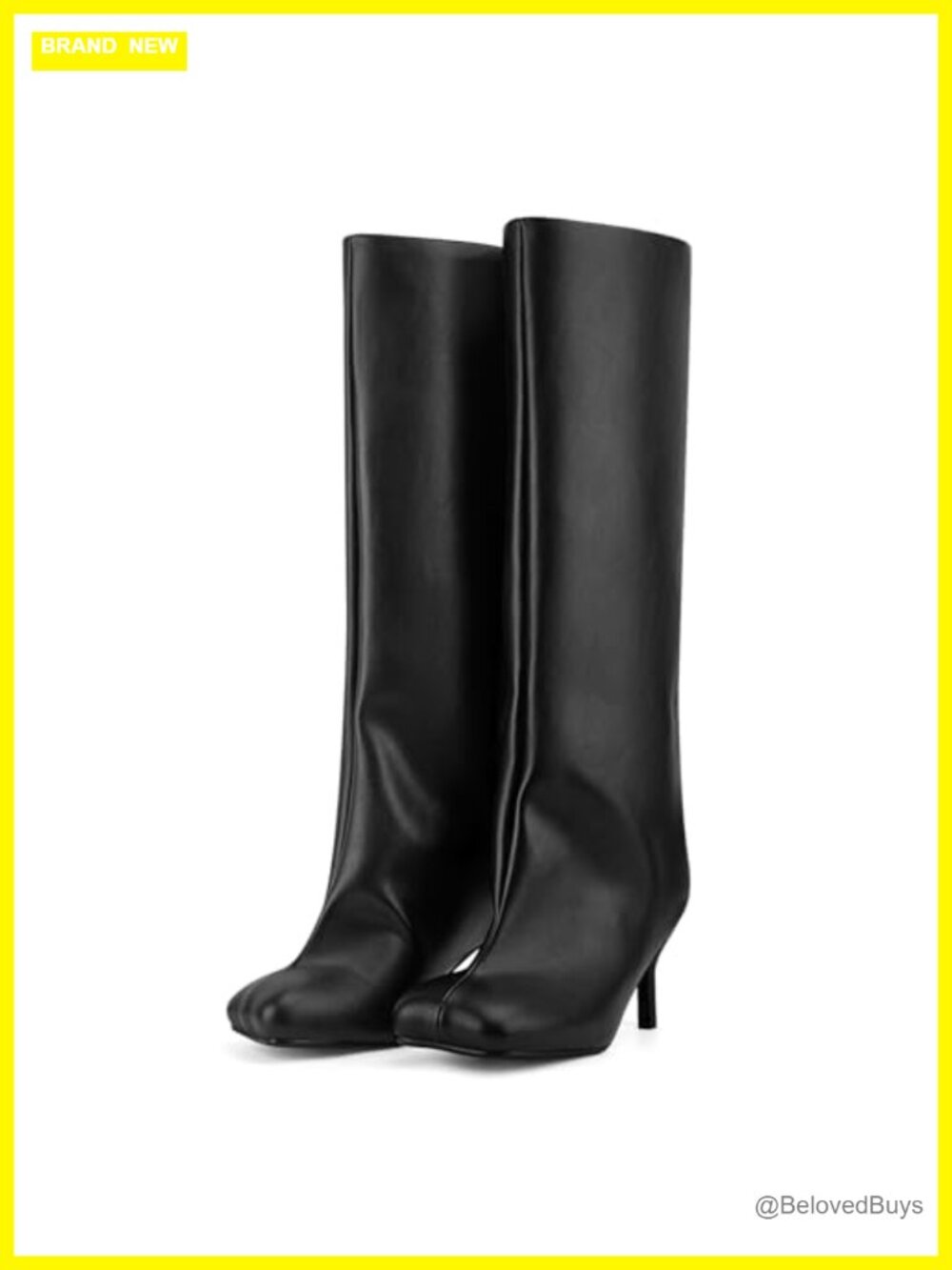 Knee High Square Toe Kitten Heel Suede Boots Pull On Tall Boots
